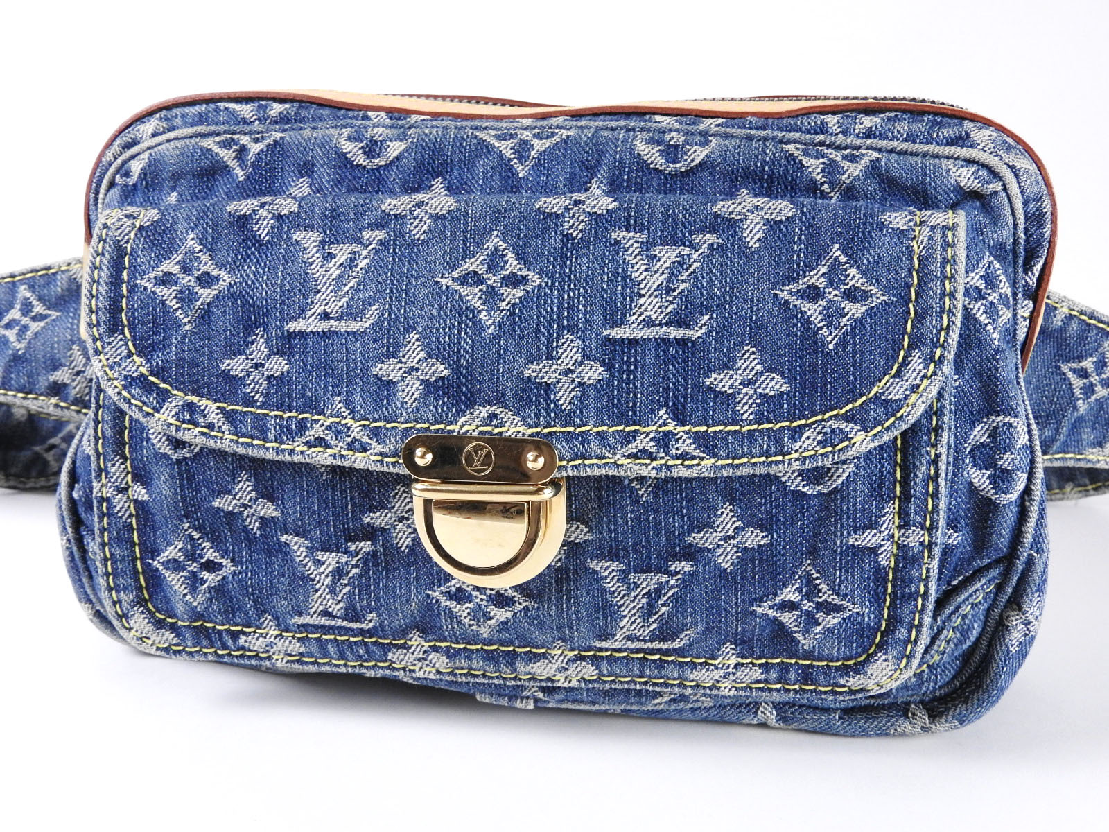 Authentic LOUIS VUITTON Bum Bag Waist Bag Monogram Denim Blue M95347 A-3865 | eBay