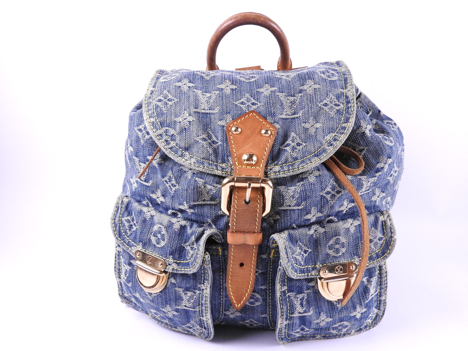 Auth LOUIS VUITTON Sac A Dos GM Monogram Denim Backpack Bag Blue M95056 A-8195 | eBay