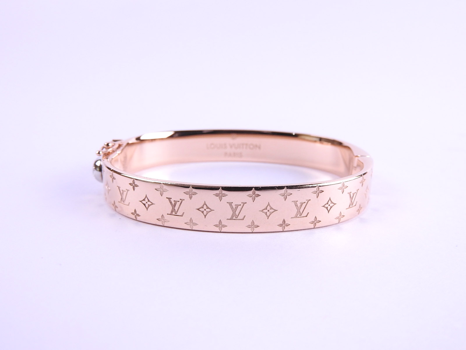Louis Vuitton Nanogram Cuff Bangle Size S Pink Gold Metal M00253