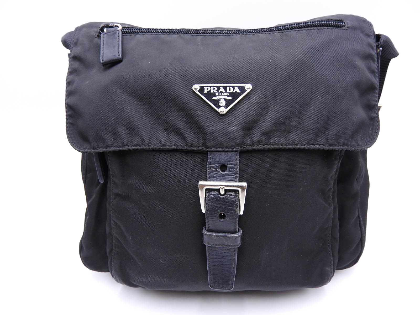 Auth PRADA Nylon Leather Crossbody Shoulder Bag Black NERO Silver B5469F A-9345 | eBay
