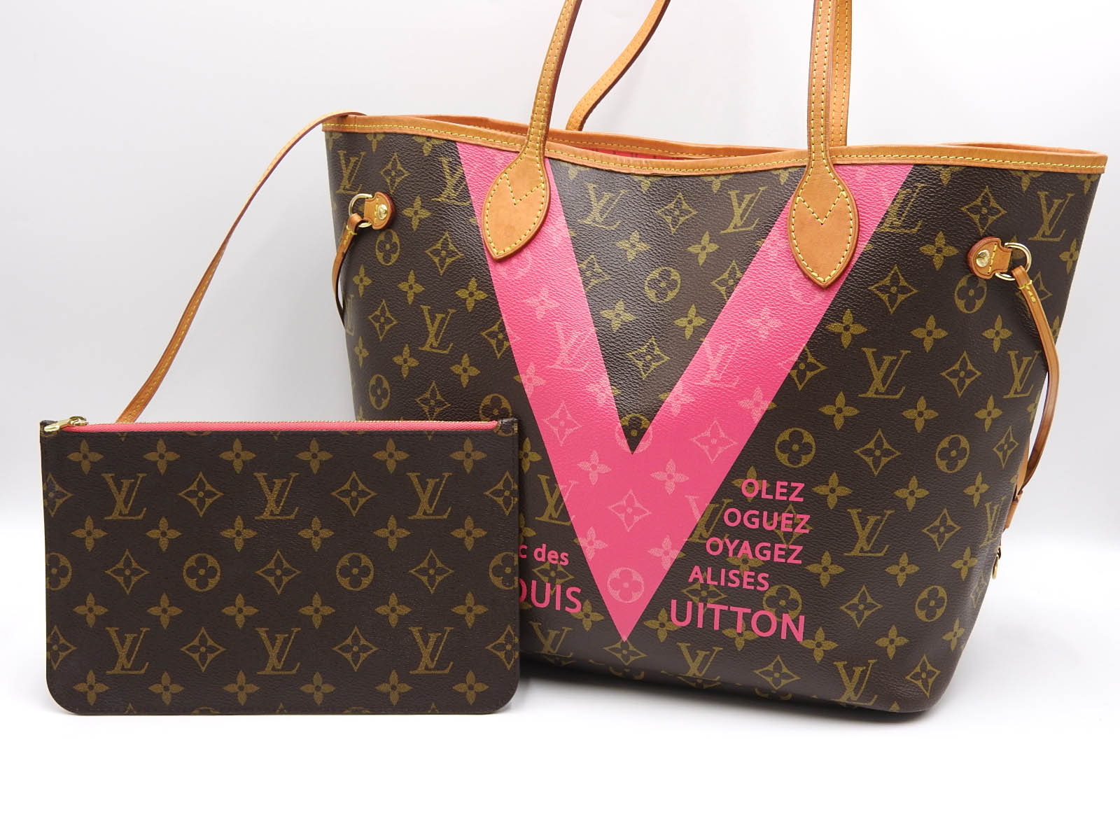 LOUIS VUITTON Neverfull MM Monogram V Shoulder Tote Bag With Pouch M41602 A-9845 | eBay