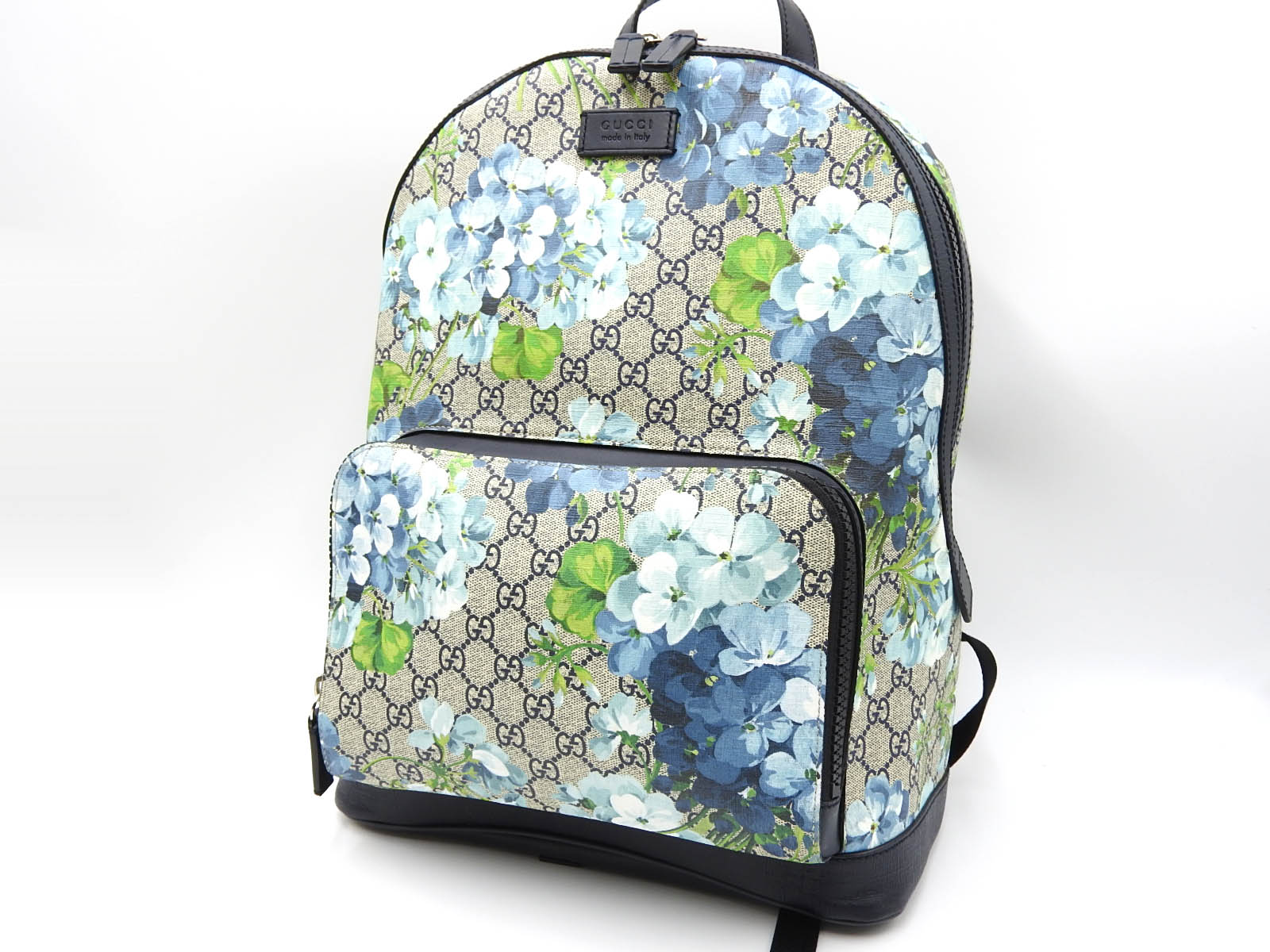 GUCCI GG Blooms Supreme Backpack Bag PVC Leather Blue Beige 546324 ...