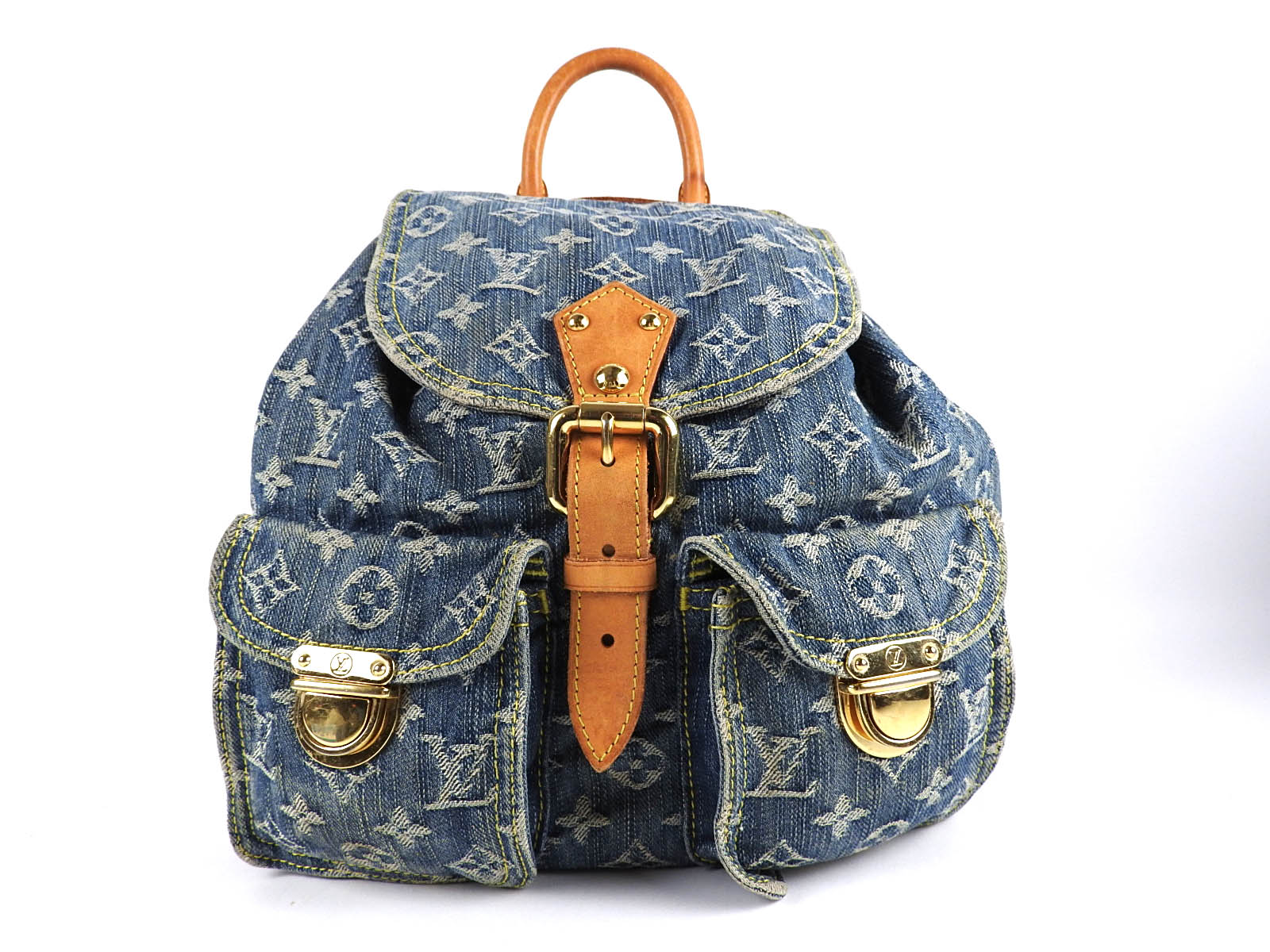 Auth LOUIS VUITTON Sac A Dos GM Monogram Denim Backpack Bag Blue M95056 V-0636 | eBay