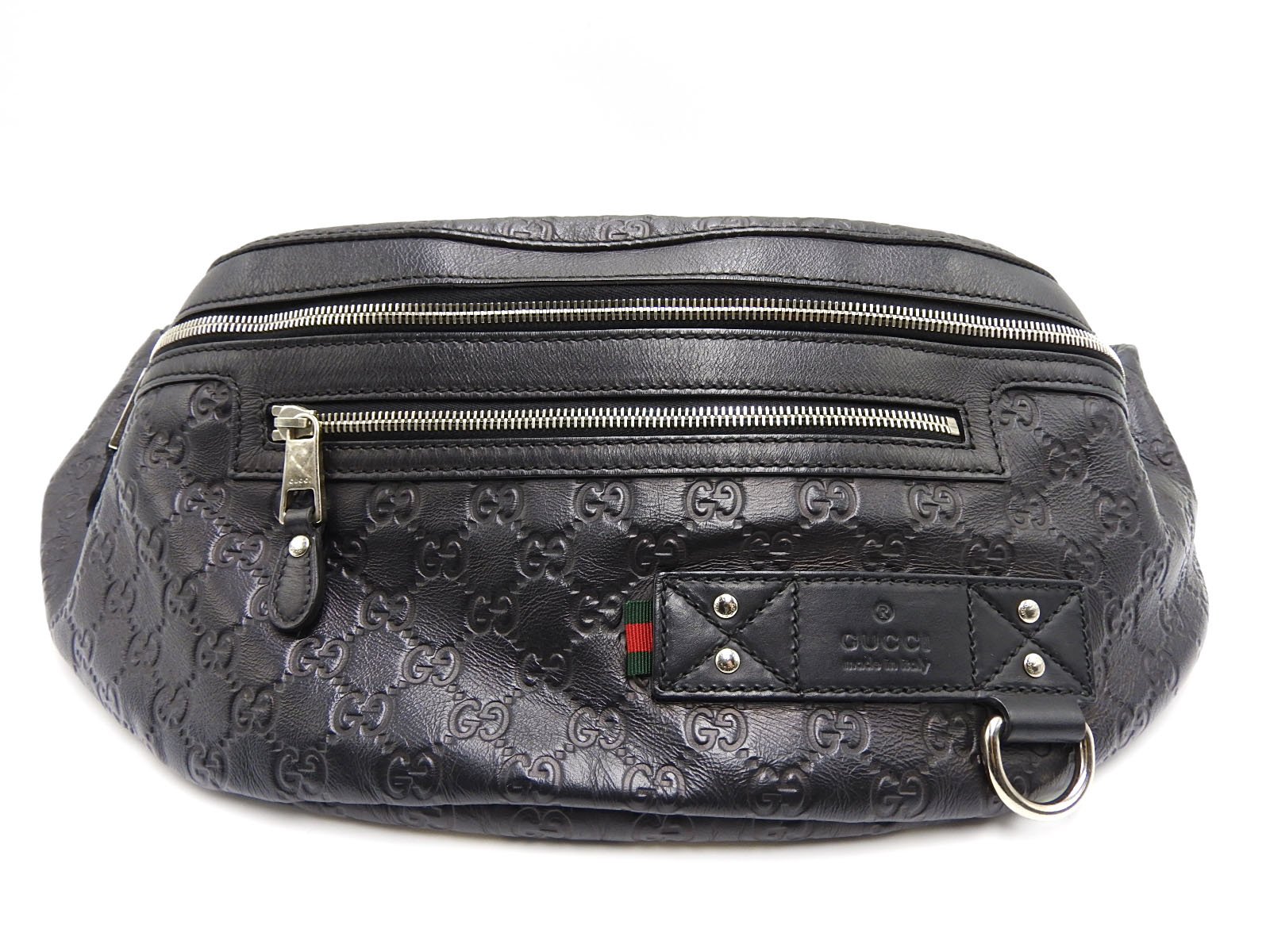 Auth GUCCI GG Guccissima Web Waist Belt Pouch Body Bag Leather Black 246409 0833 | eBay