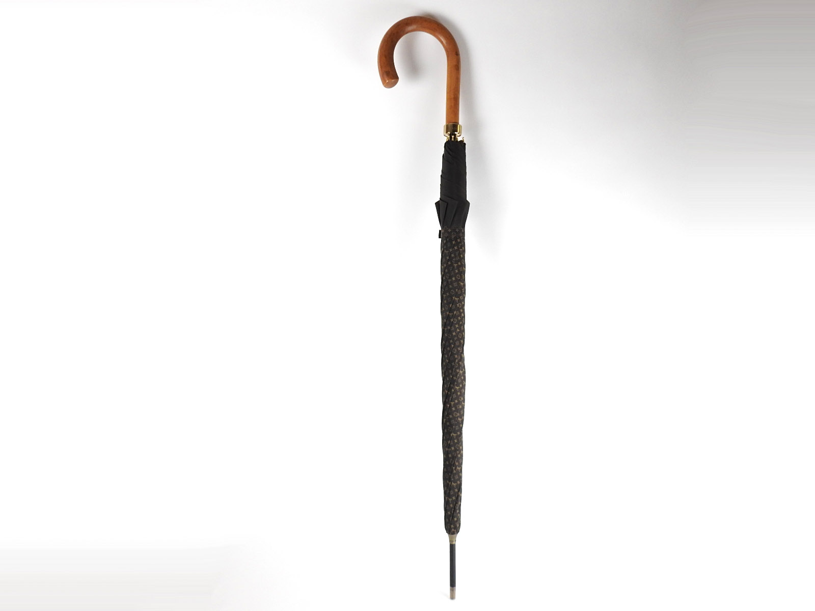 LOUIS VUITTON Umbrella Parapuluie Monogram Gibre Brown Wood Handle M70107 V-1777 | eBay