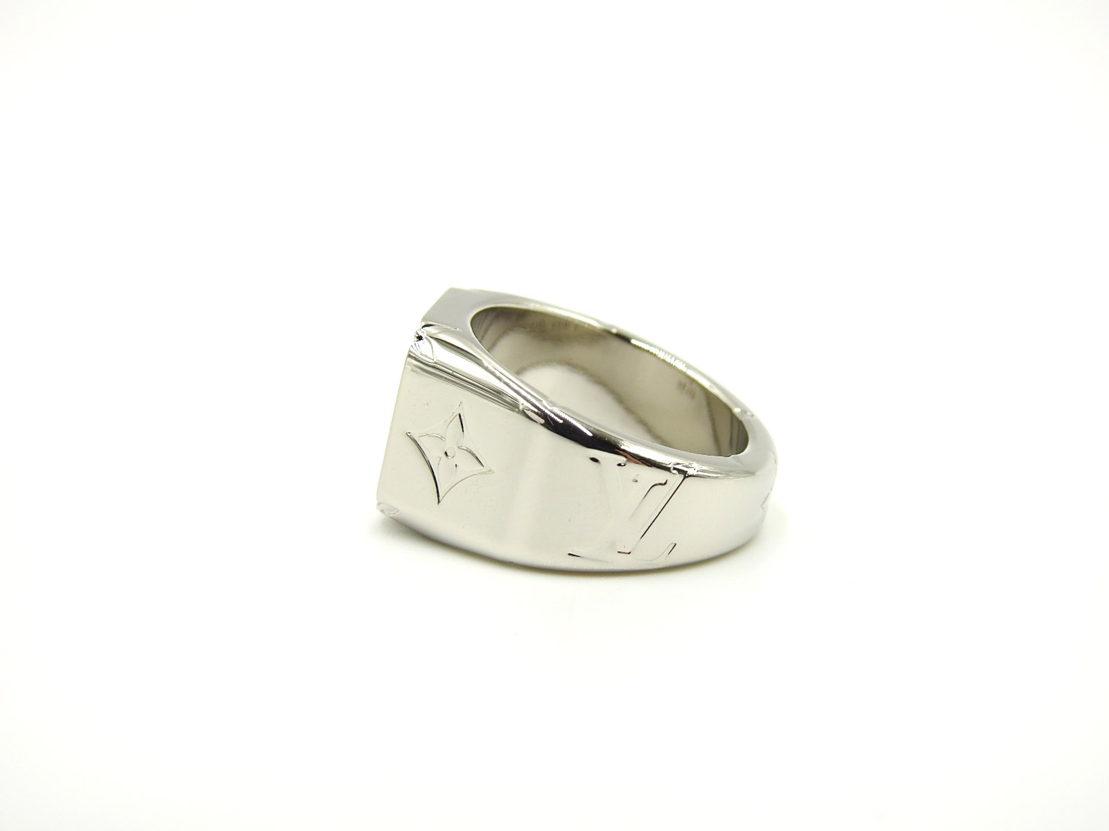 Auth LOUIS VUITTON Signet Monogram Ring L Size US 10 Mens Silver M62488 V-2011 | eBay