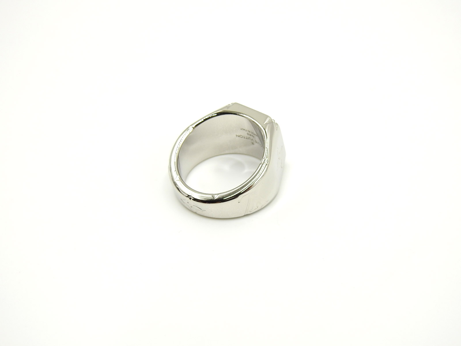 Auth LOUIS VUITTON Signet Monogram Ring L Size US 10 Mens Silver M62488 V-2011 | eBay