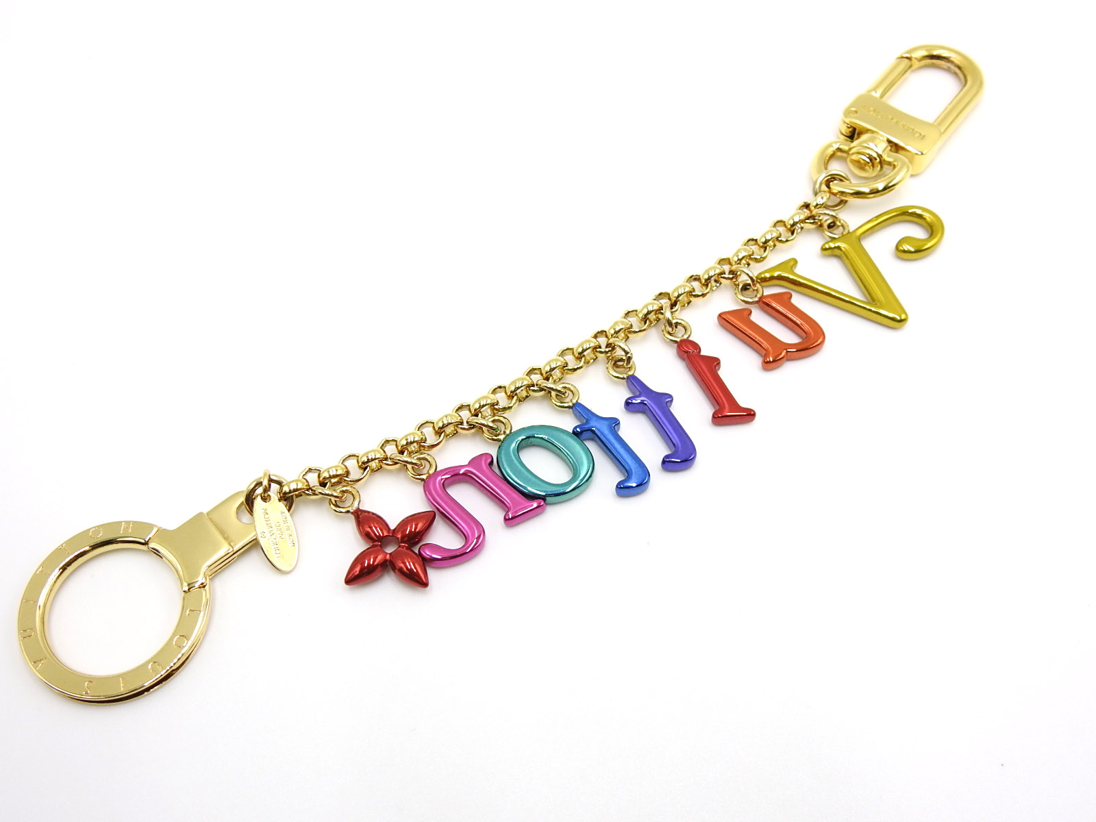 LOUIS VUITTON Porte Cles Chaine New Wave Key Holder Ring Charm Gold M63748 V2012 | eBay