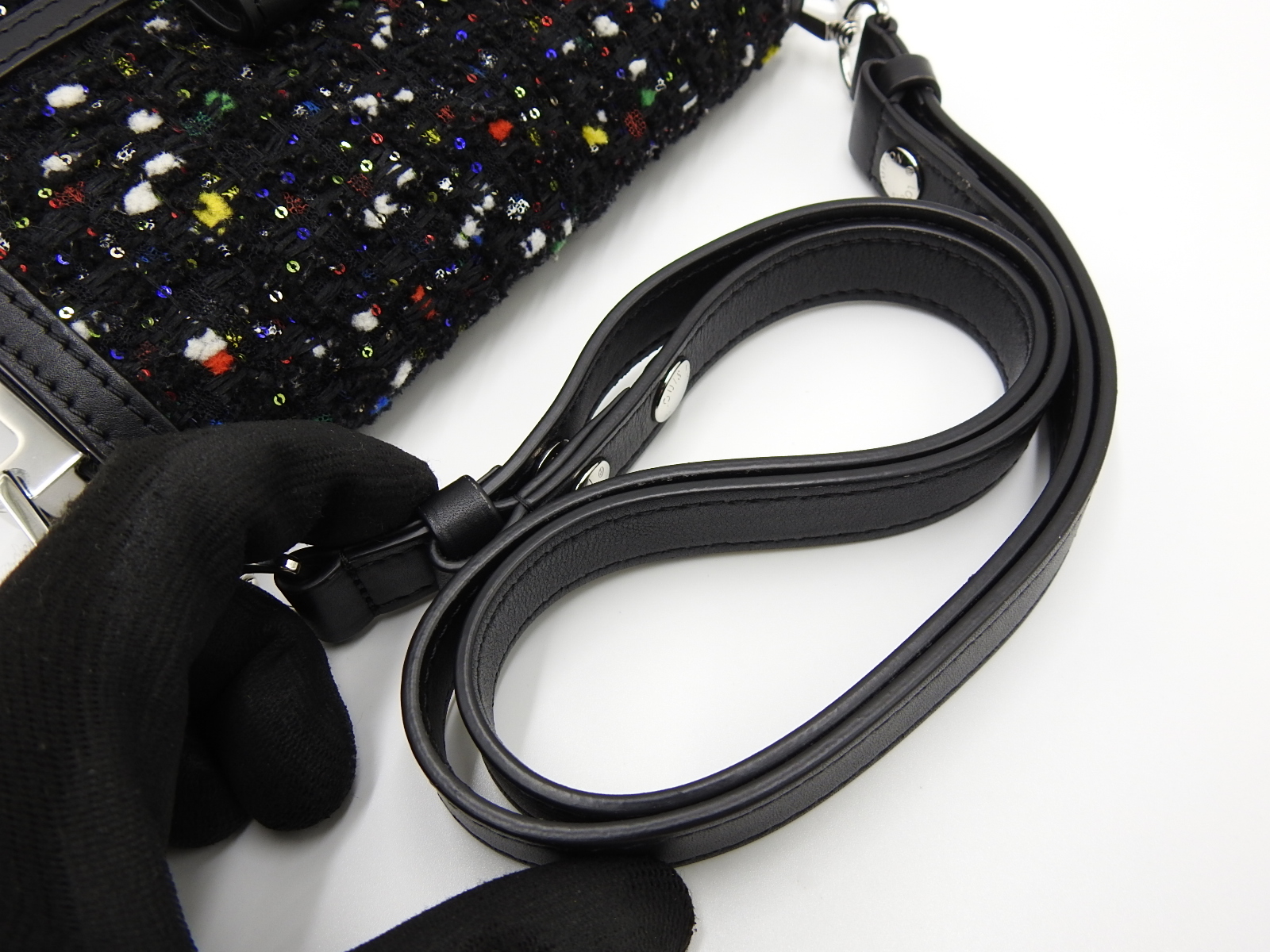 LOUIS VUITTON Dauphine MINI Shoulder Bag Tweed Calf Leather Black M55491 V-2591 | eBay