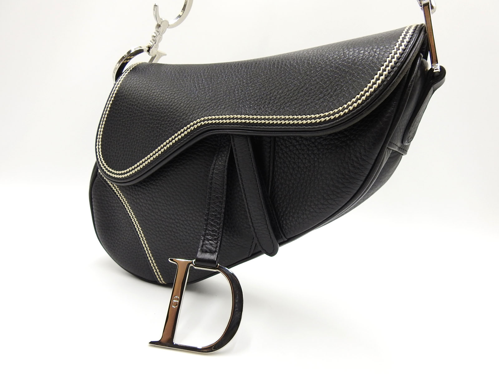 vintage black dior saddle bag