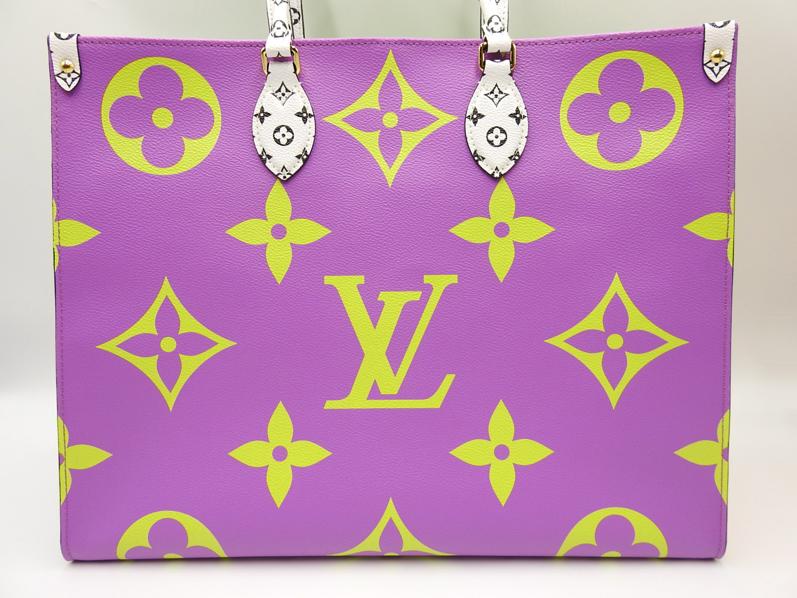 LOUIS VUITTON Monogram Giant On The Go GM Shoulder Tote Bag Purple Green V-3052 | eBay