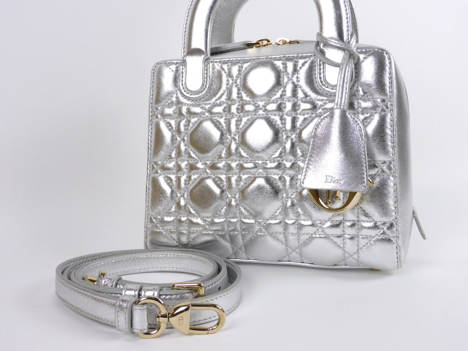 dior lady bag silver