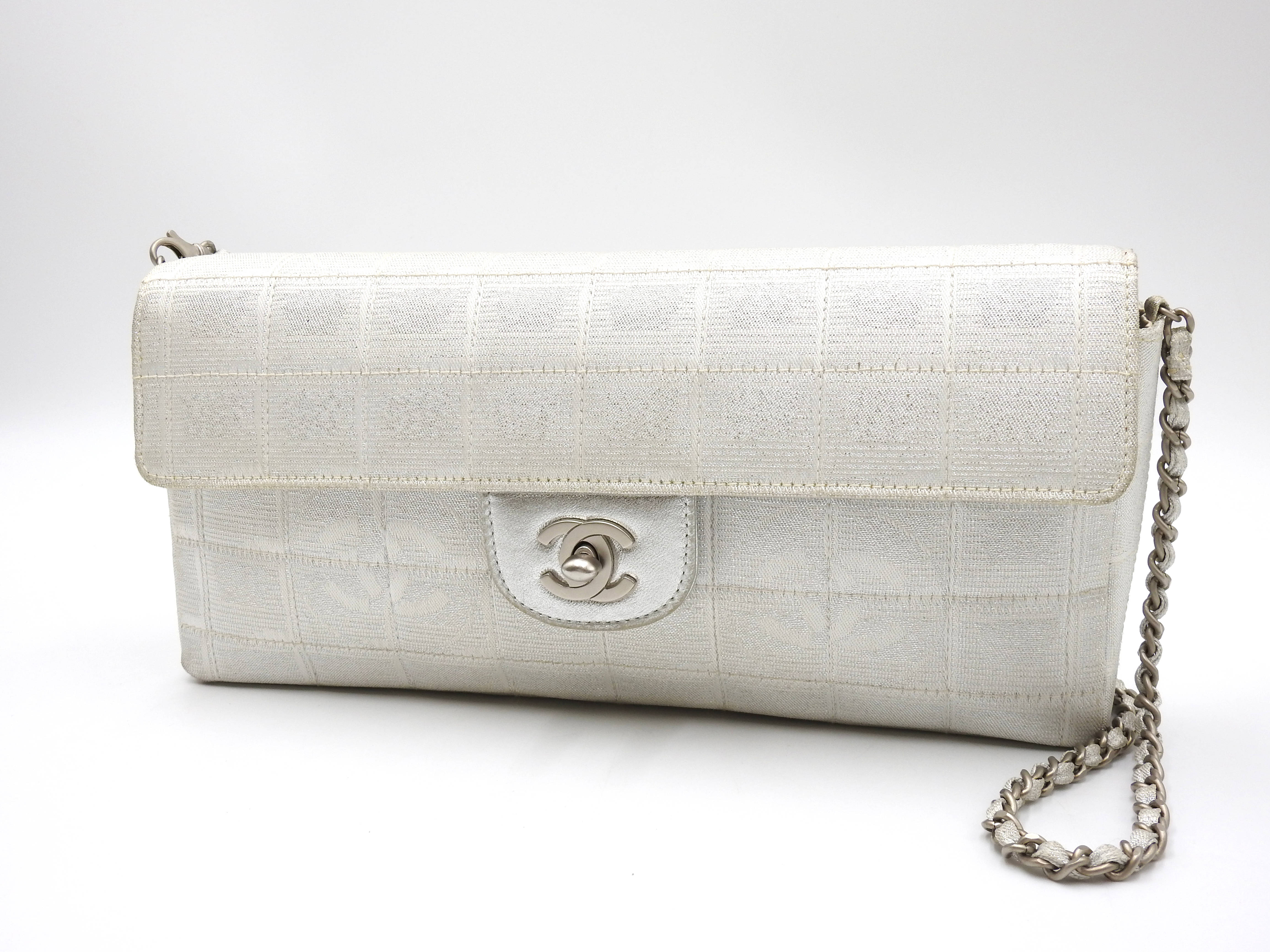 Auth CHANEL New Travel Line Chocolate Bar Chain Shoulder Bag