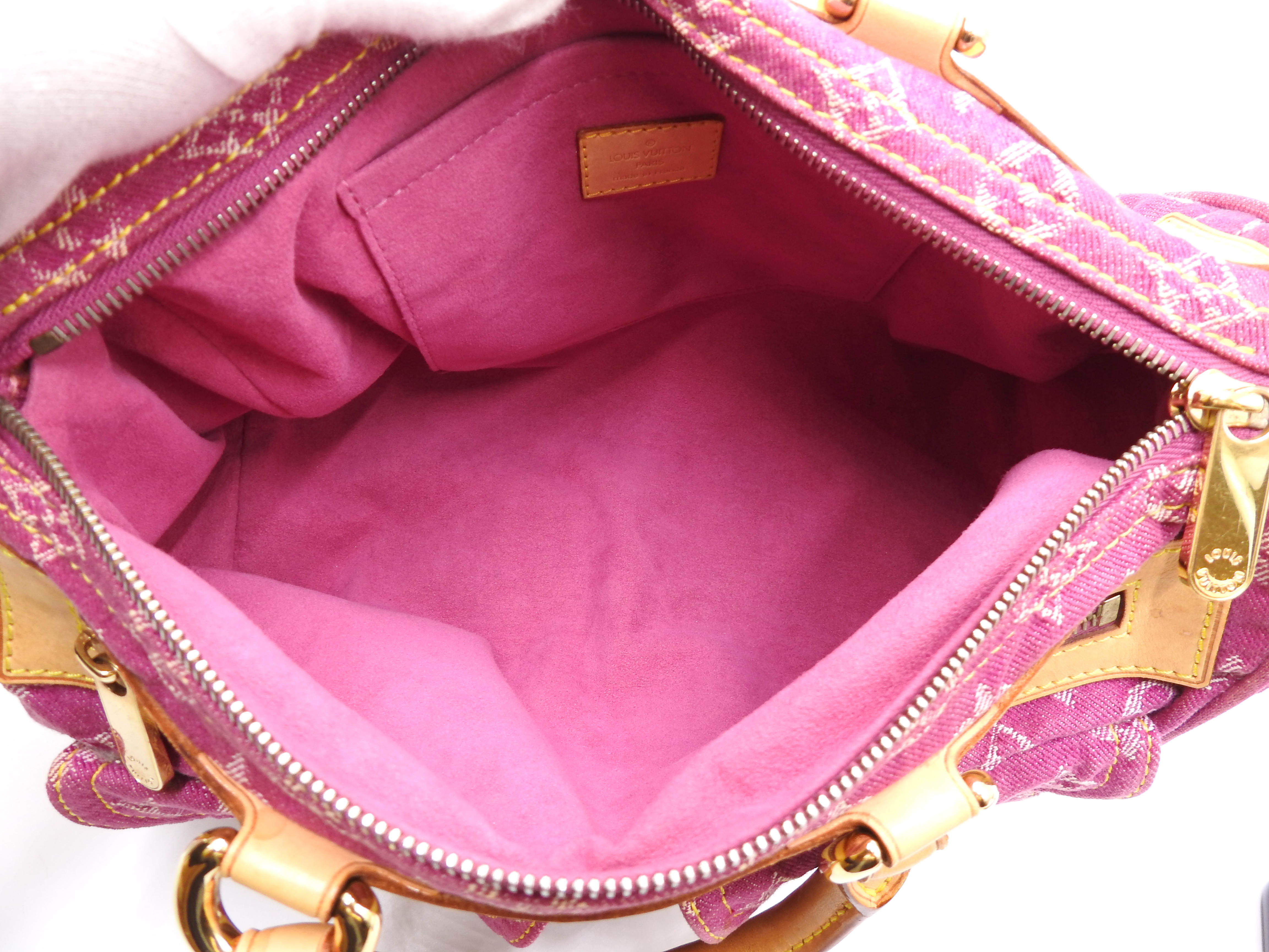 LOUIS VUITTON Monogram Denim Neo Speedy Hand Bag Boston Bag Pink