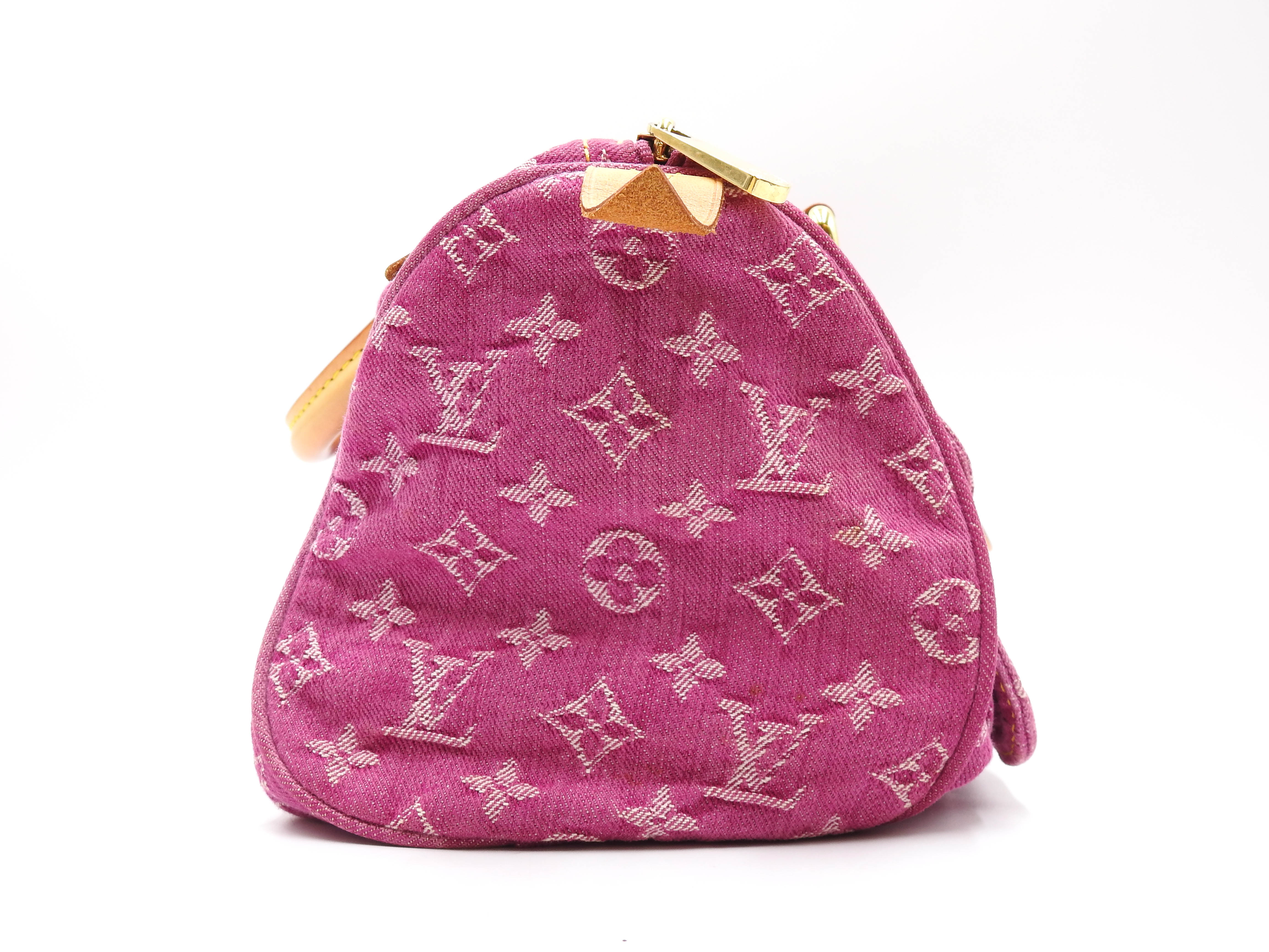 LOUIS VUITTON Monogram Denim Neo Speedy Hand Bag Boston Bag Pink