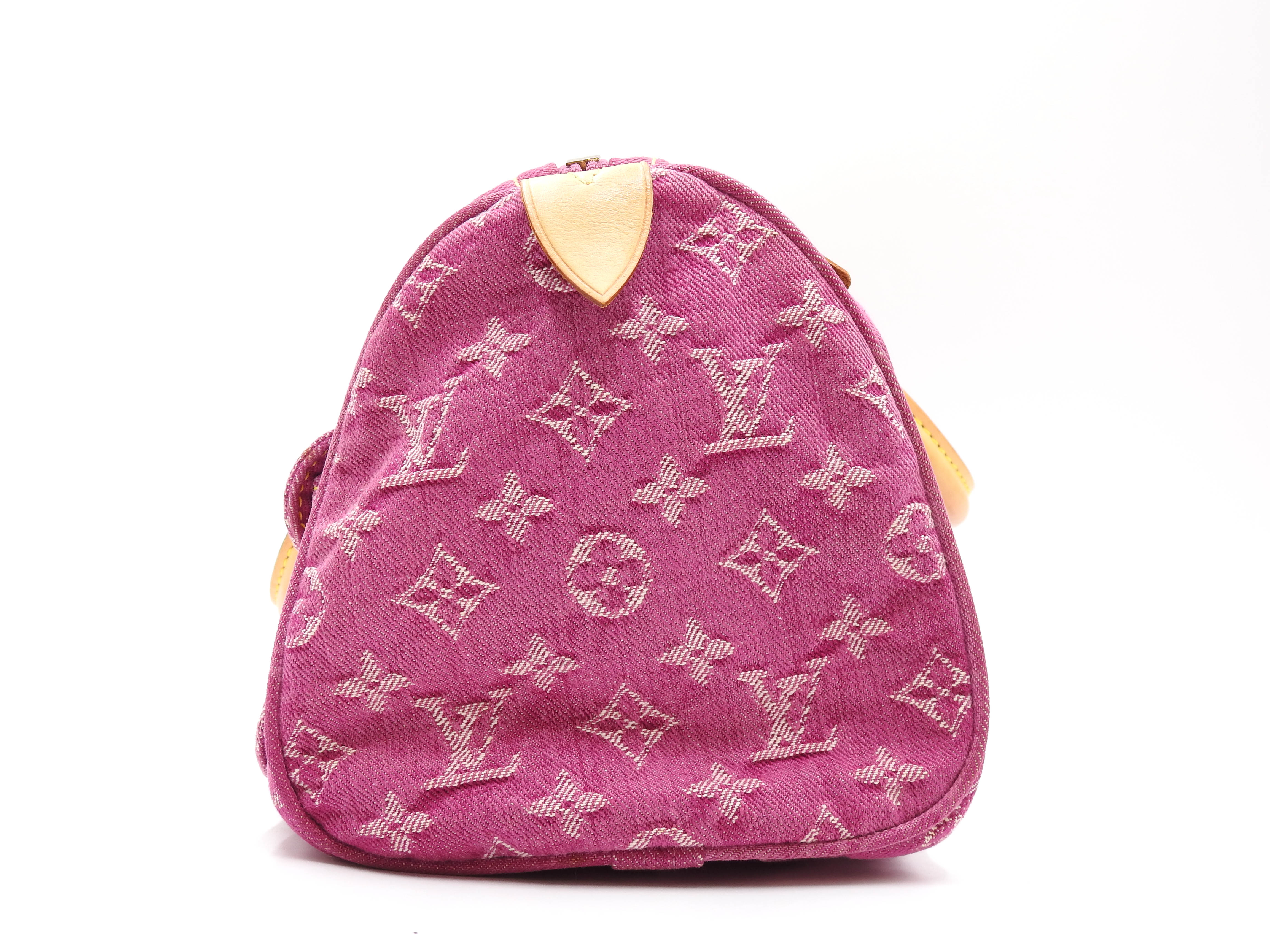 LOUIS VUITTON Monogram Denim Neo Speedy Hand Bag Boston Bag Pink
