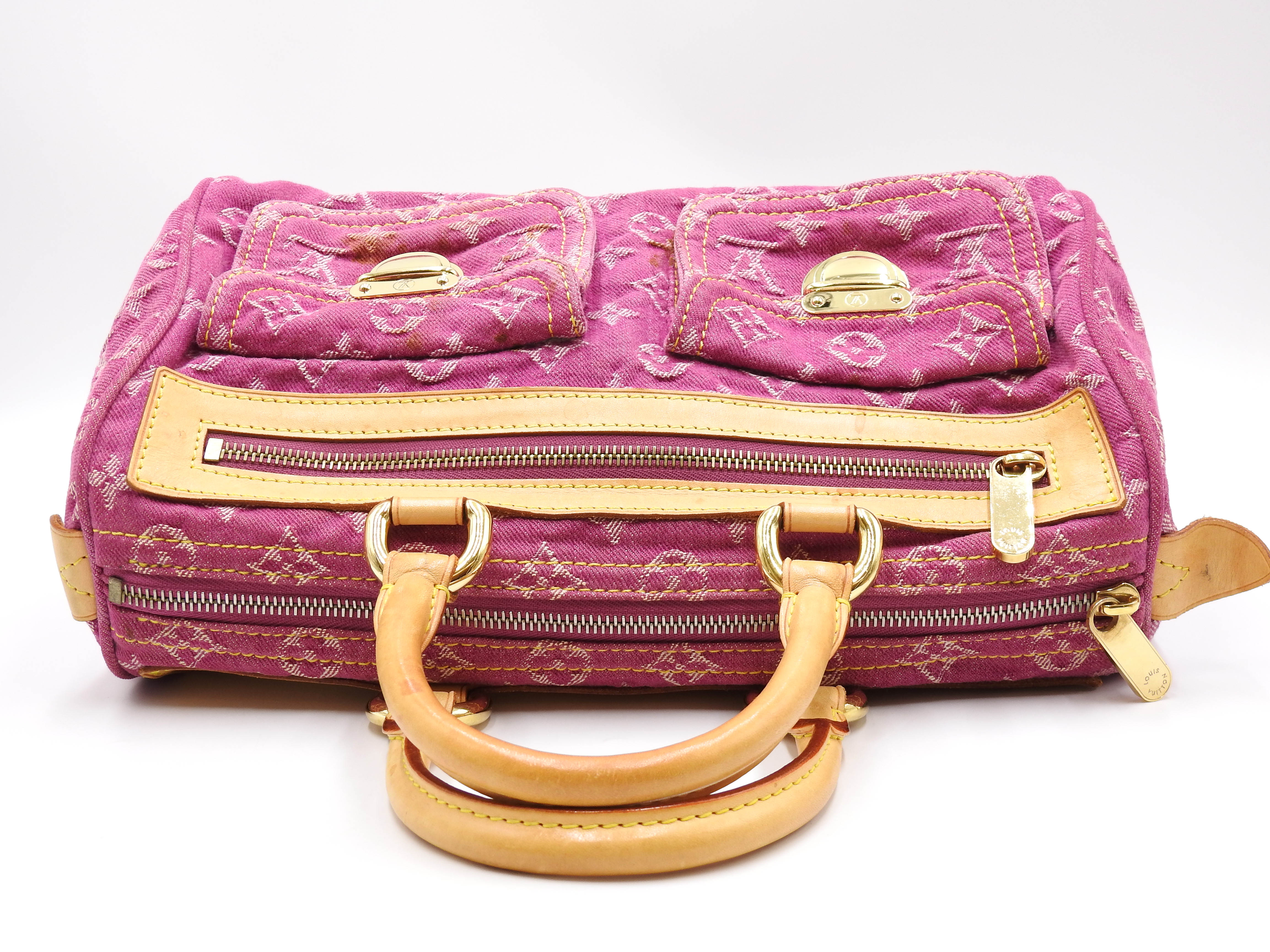 LOUIS VUITTON Monogram Denim Neo Speedy Hand Bag Boston Bag Pink