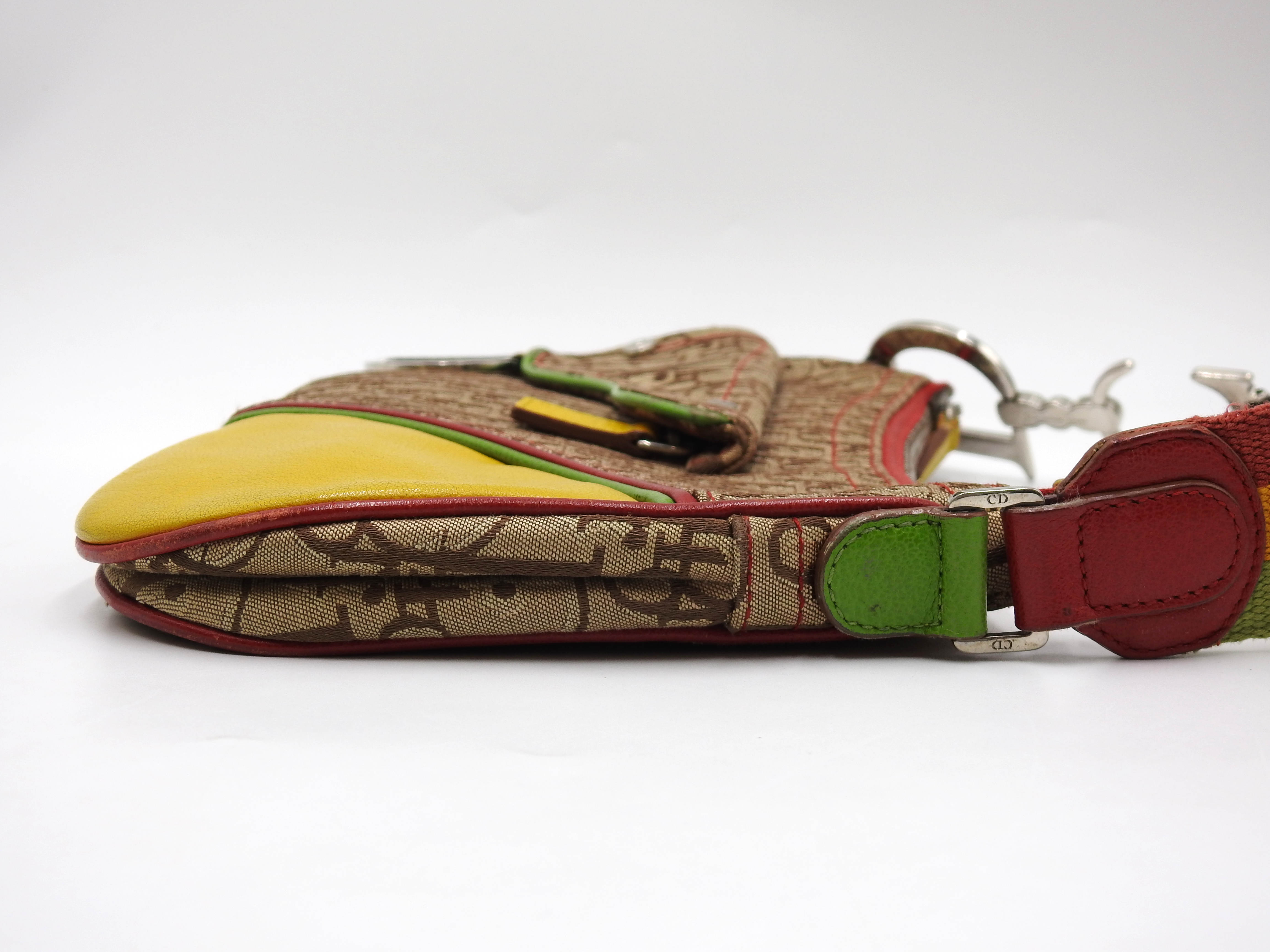Christian Dior Rasta Trotter Saddle Shoulder Bag Canvas Beige
