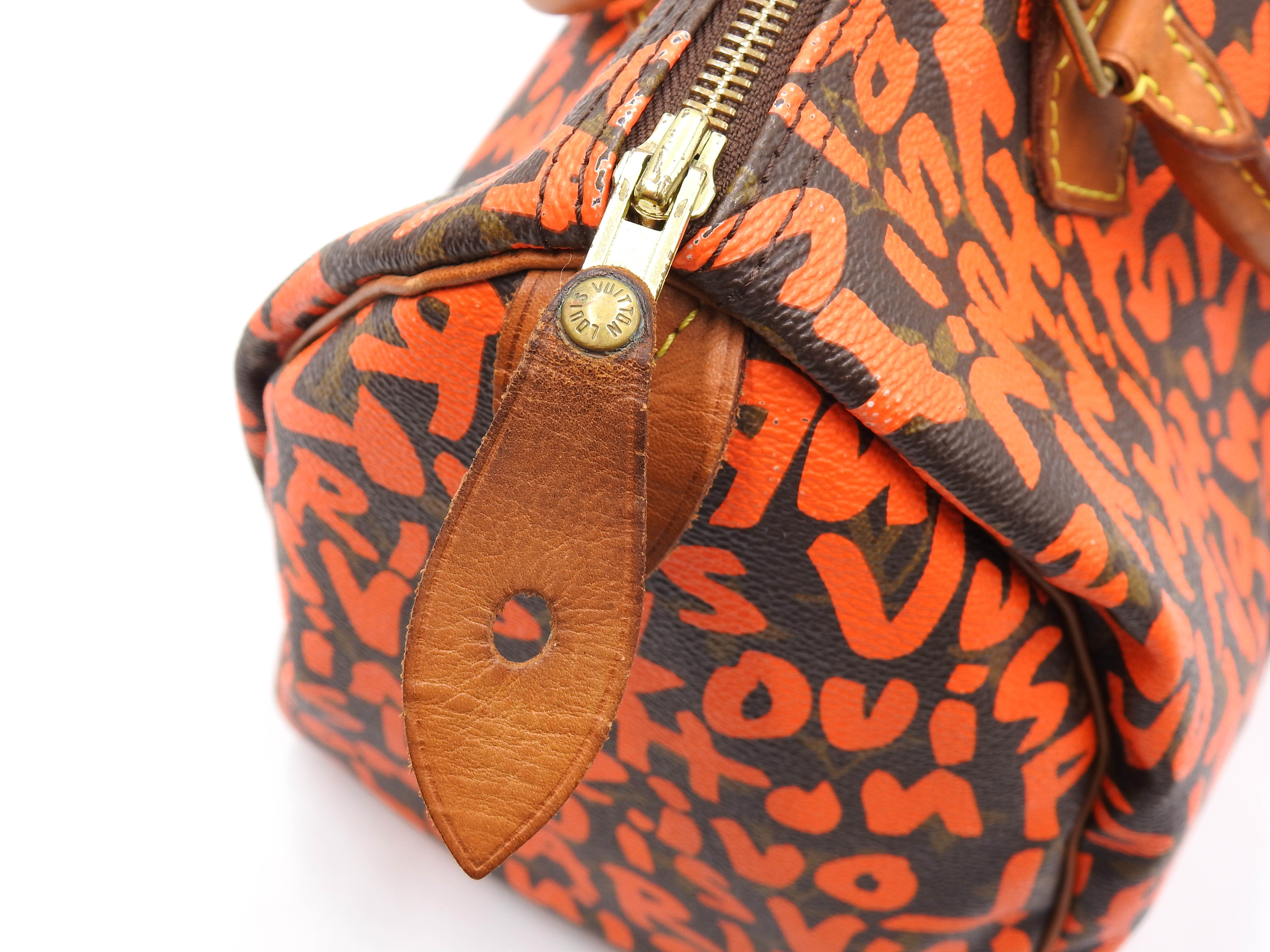 LOUIS VUITTON Monogram Graffiti Speedy 30 Boston Hand Bag Orange
