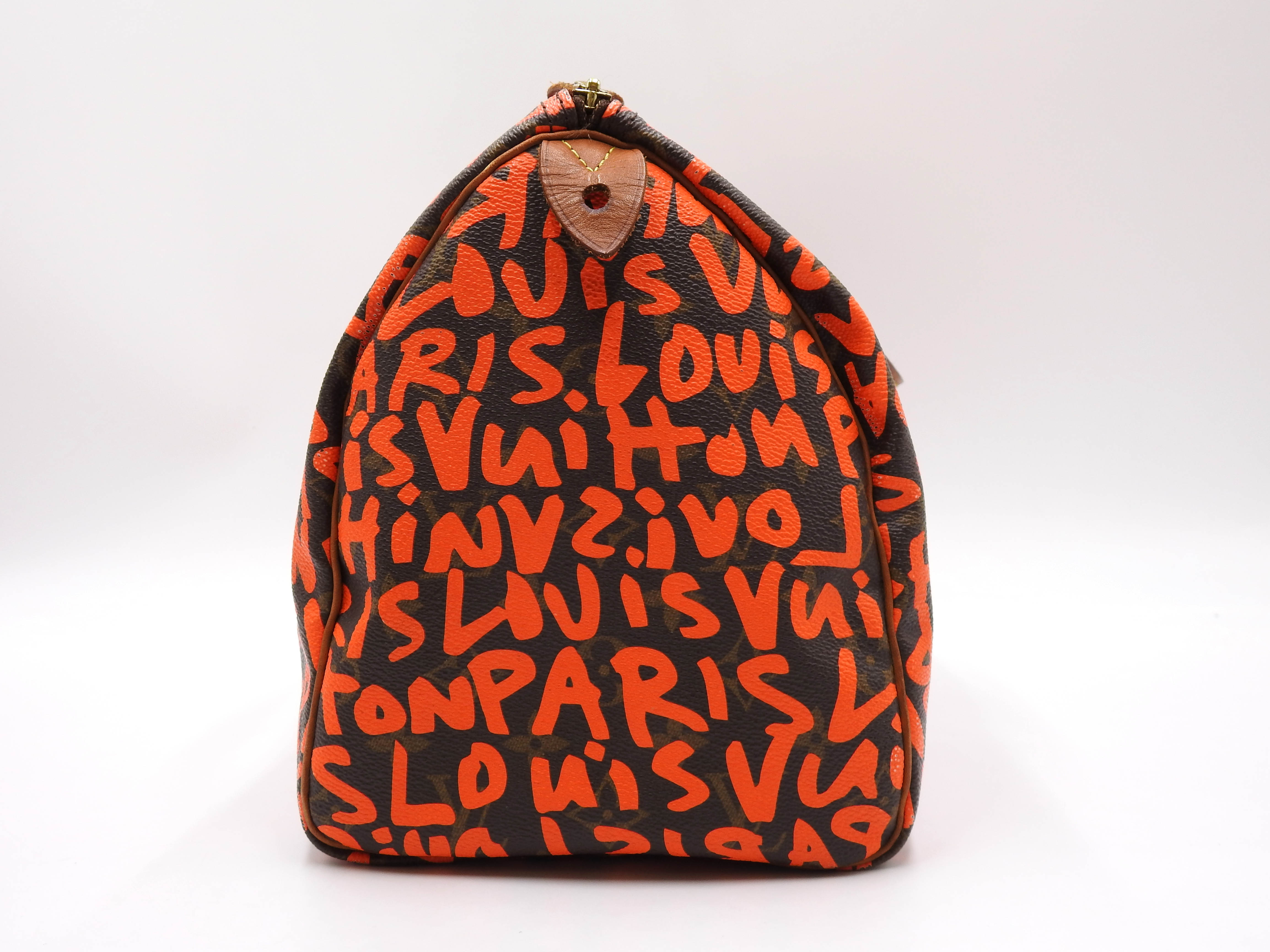 LOUIS VUITTON Monogram Graffiti Speedy 30 Boston Hand Bag Orange
