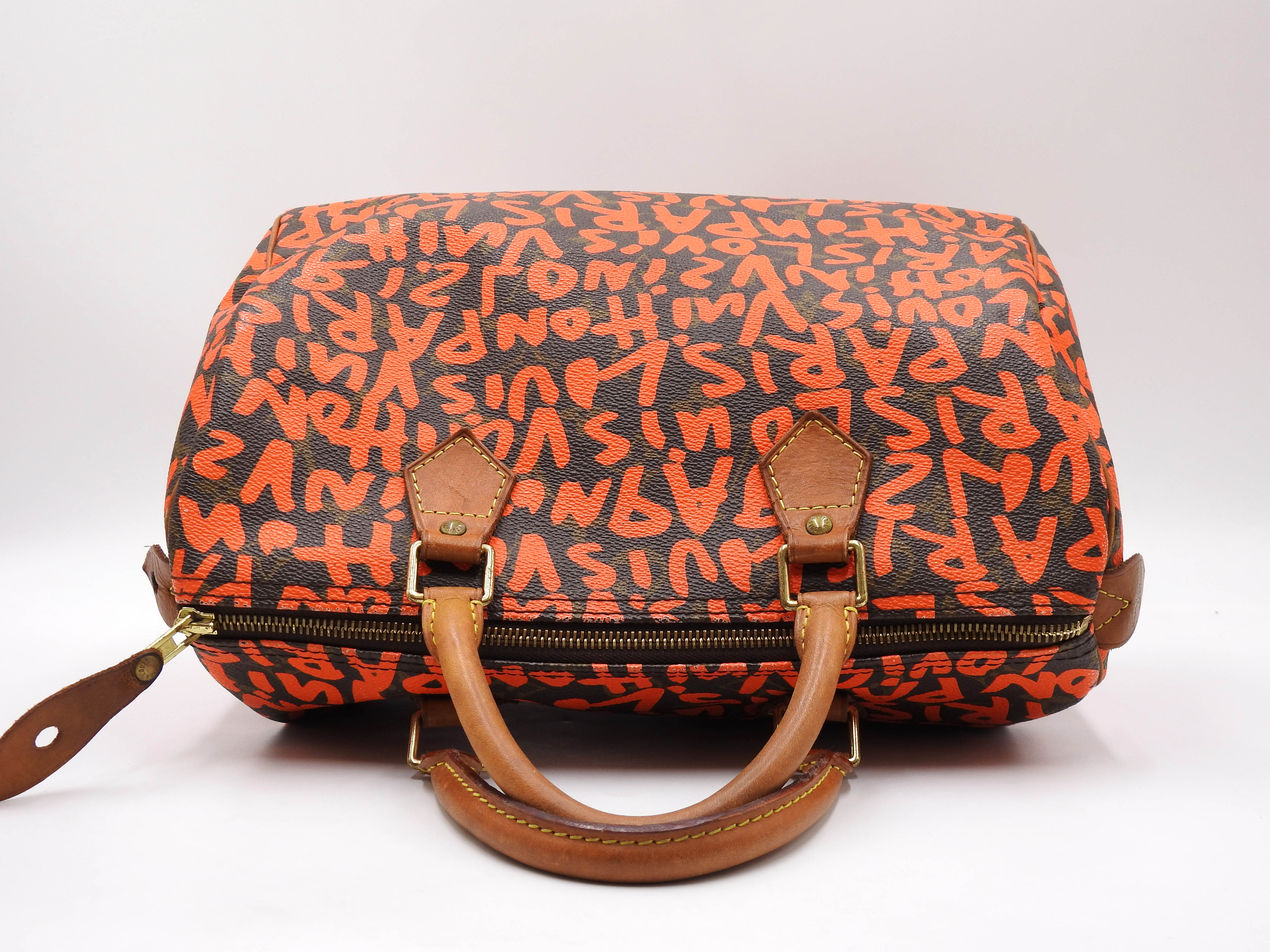 LOUIS VUITTON Monogram Graffiti Speedy 30 Boston Hand Bag Orange