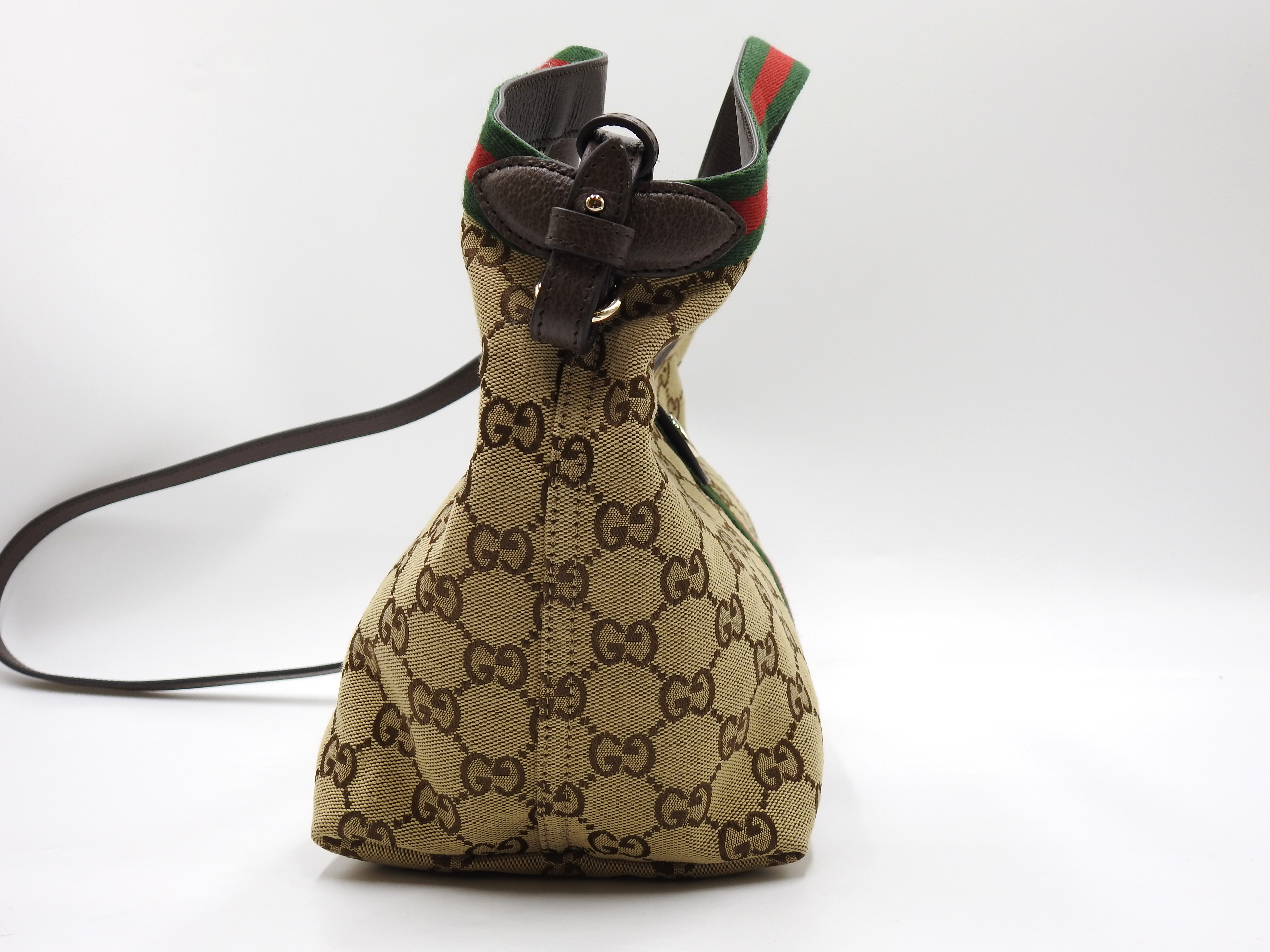 GUCCI GG Canvas Giglio Small Hobo Tote Shoulder Bag Beige Brown