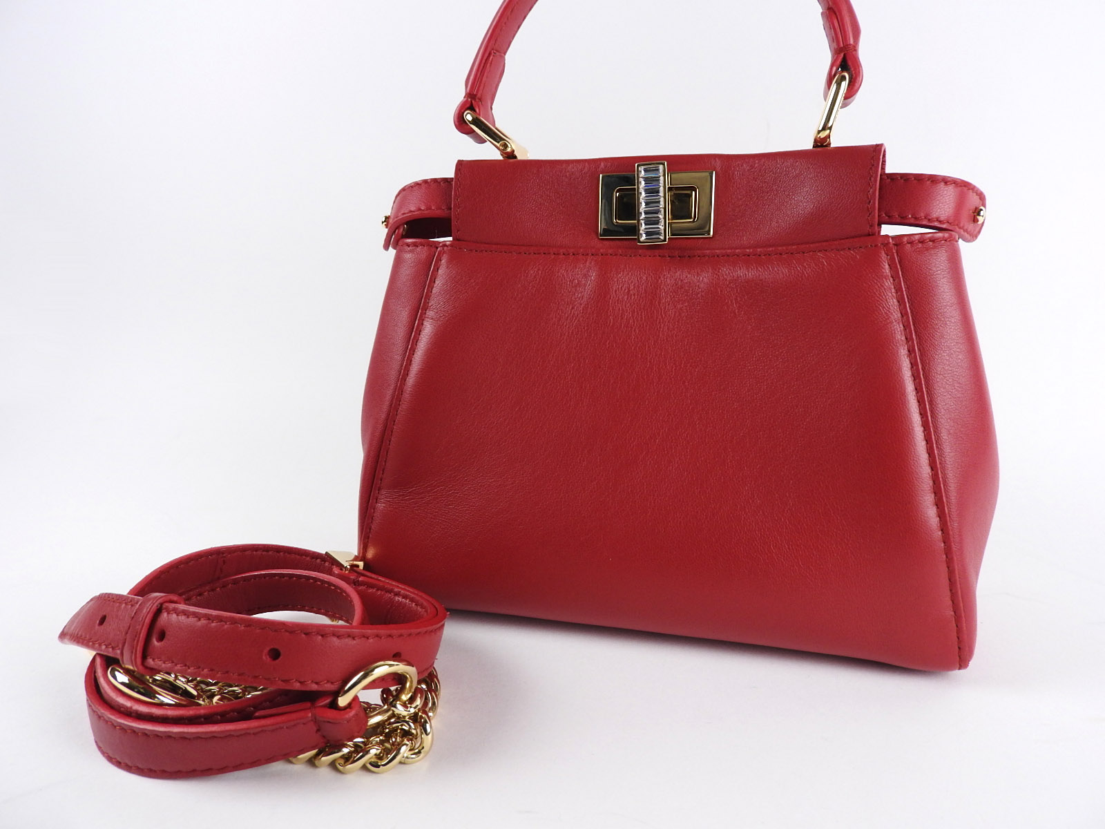 fendi red peekaboo bag